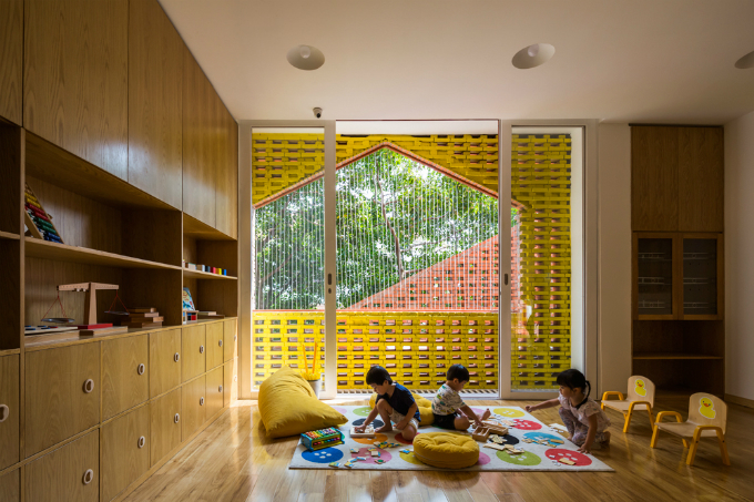 Inside a classroom.