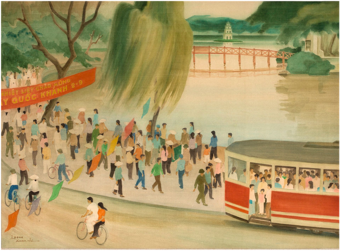 The Célébration de la Fête Nationale au Lac Hoan Kiem painting. Photo by Aguttes