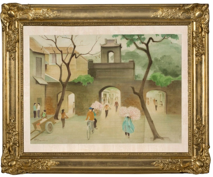 The painting Préparation de la fête du Têt. Photo by Aguttes