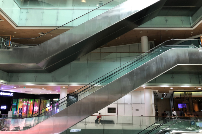 Most retailers on the 3rd to 6th floors of the 68-story Bitexco Financial Tower in HCMC have moved out in recent times. Photo by Phong Anh