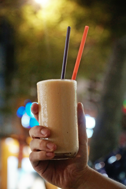 A Vietnamese smoothie includes fruit mixed with condensed milk and ice. Photo by VnExpress/Phong Vinh