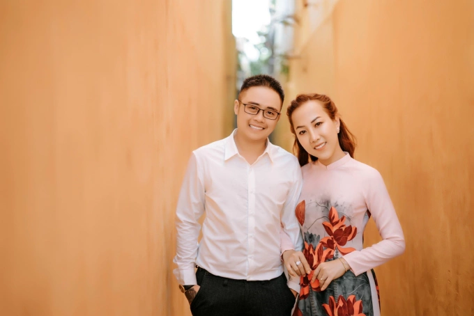 Wedding photo of the couple, taken in Hoi An. Photo courtesy of Dan and Ngoc.
