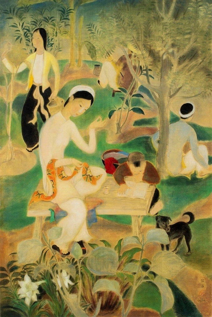 Le Phos painting La famile dans le jardin. Photo by Sothebys