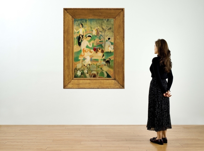 La famille dans le jardin on display at the auction house. Photo by Sothebys