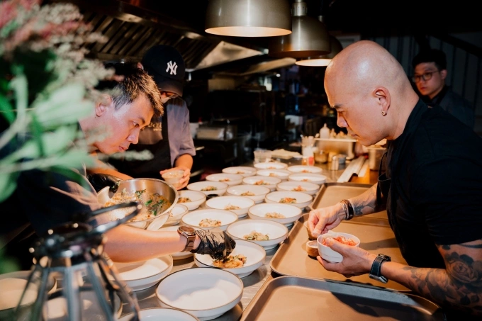 Food is prepared at East by Ngo Thanh Hoa. Photo courtesy of East by Ngo Thanh Hoa
