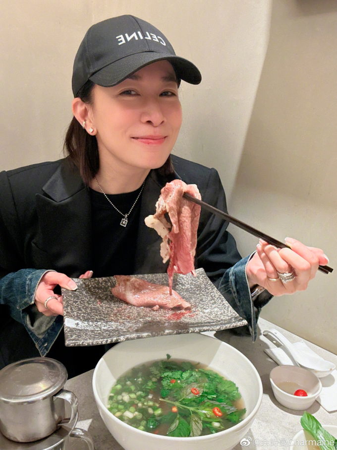 Sheh enjoys her bowl of pho. Photo by Charmaine Sheh Instagram