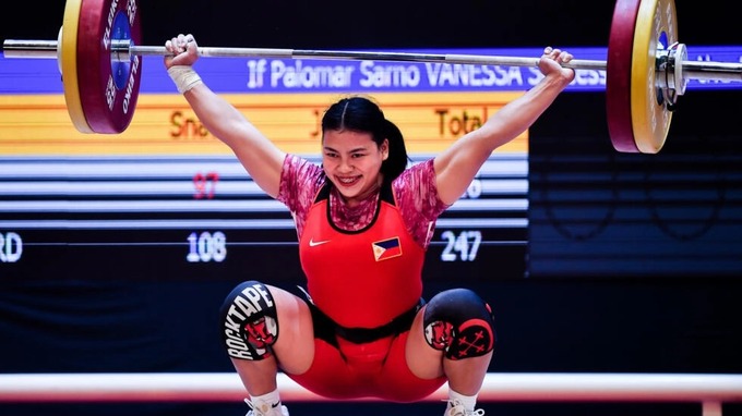 Vanessa Sarno won SEA Games gold in Hanoi in 2022. Photo by AFP/Ye Aung Thu