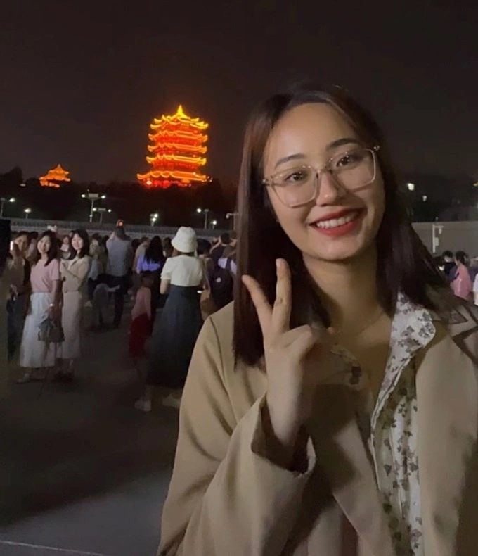 Linh visits the Yellow Crane Tower in Wuhan, on May 12, 2023. Photo courtesy of Linh