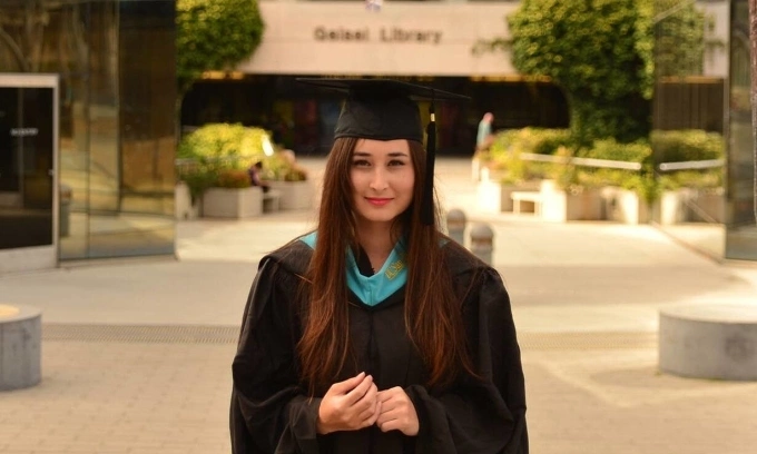 Mai in her master graduation ceremony at the University of California San Diego in 2016. Photo from Mai’s Facebook