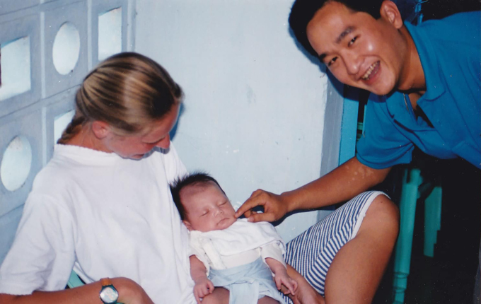 Laurence Herissard during her first encounter with Clement Cuong Herissard in October, 1994. Photo courtesy of Laurence Herissard