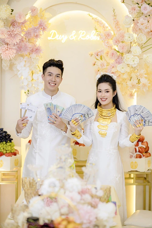 The couple during their wedding day in Long An, on June 16, 2023. Photo courtesy of Duy