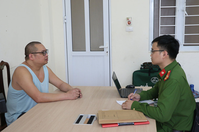Pham Van Manh at the police station in Ha Tinh Province, June 22, 2023. Photo by police