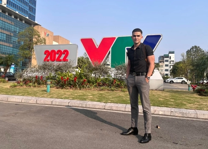 Ryan at the Vietnam Television station during his trip to the broadcaster to shoot for a program in December 2022. Photo courtesy of Ryan