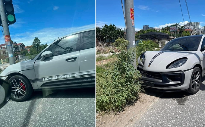 Footballer Vu Van Thanh’s car was damaged after an accident. Photo from ManTV Facebook