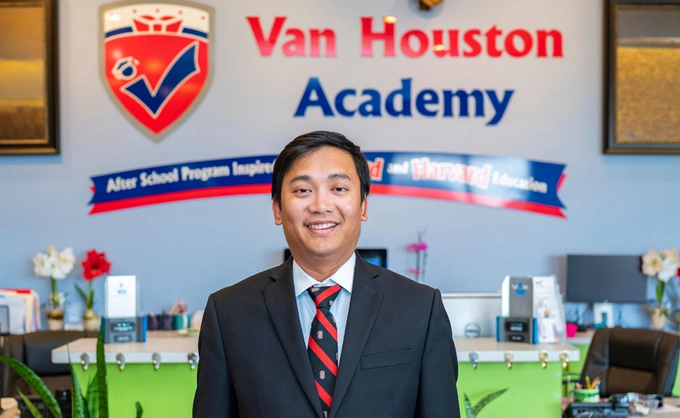Van Tan Hoang Vy is now the principal at the school he founded, Van Houston Academy. Photo by Vy
