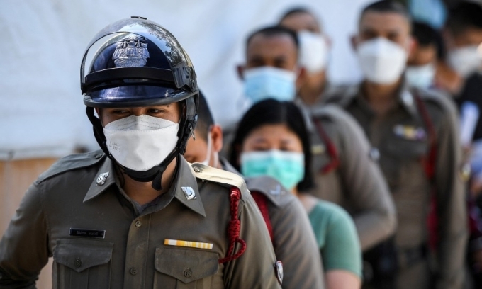 Policeofficers in Bangkok,Thailand, on Jan. 7, 2022. Photo by Reuters