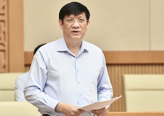 Former Minister of Health Nguyen Thanh Long during a meeting on Covid-19 prevention in 2021. Photo by Nhat Bac