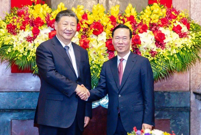 President Vo Van Thuong and General Secretary and President of China Xi Jinping on Dec. 13, 2023. Photo by VnExpress/Giang Ngoc