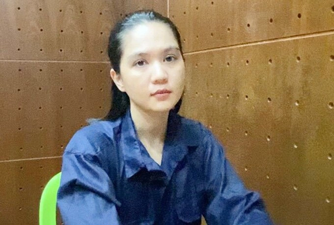 Model Ngoc Trinh during the investigation process. Photo courtesy of the police