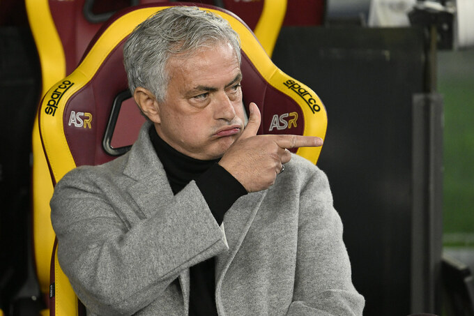 Jose Mourinho of A.S. Roma during the round of 16 of the Frecciarossa Italian Cup between A.S. Roma vs U.S.Cremonese, Jan. 3, 2024 at the Olympic Stadium in Rome. Photo by Reuters
