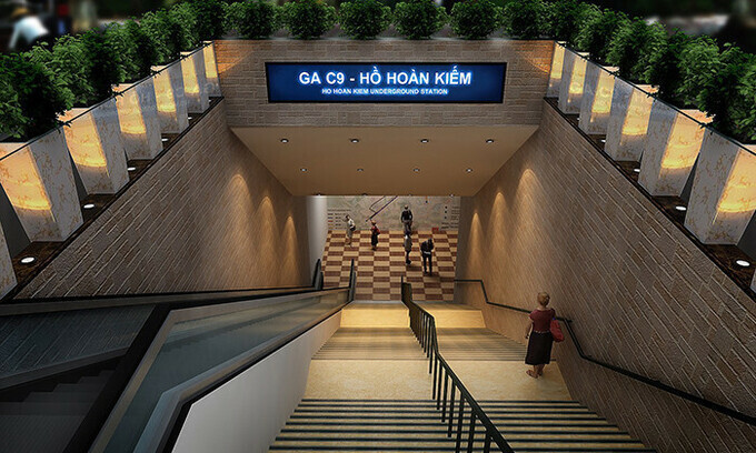 An artists impression of C9 underground station of Nam Thang Long - Tran Hung Dao metro line. Photo by Hanoi Metropolitan Railway Management Board