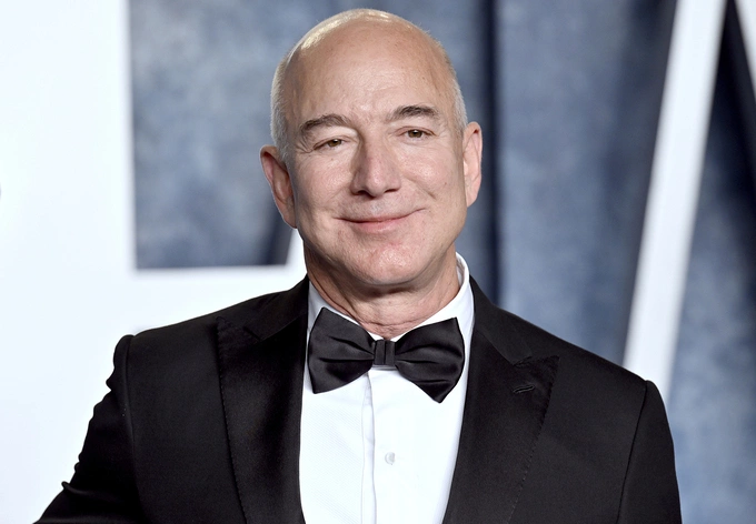Amazon founder Jeff Bezos arrives at the Vanity Fair Oscar Party on Mar. 12, 2023, in Beverly Hills, Calif. Photo by AP