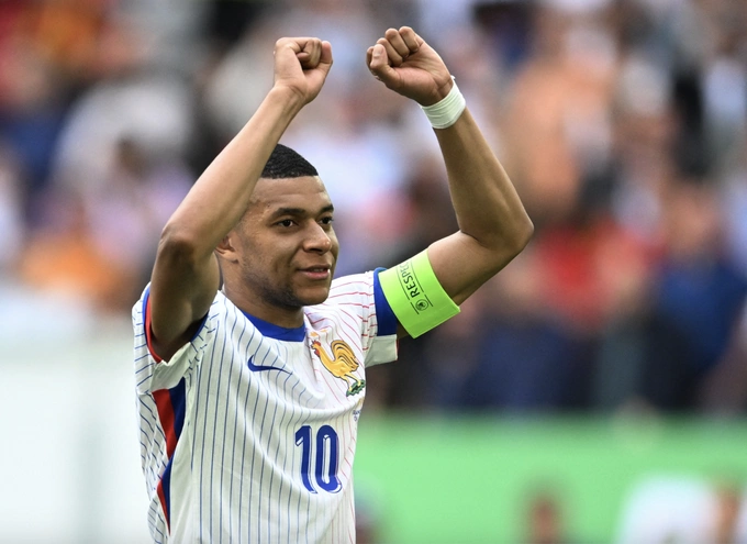Kylian Mbappe celebrates after France beat Belgium 1-0 at the Euro 2024 round of 16 on July 1, 2024. Photo by Reuters