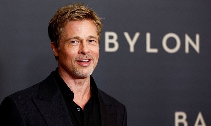 Actor Brad Pitt poses during a photocall for the film Babylon at the Grand Rex in Paris, France Jan. 14, 2023. Photo by Reuters