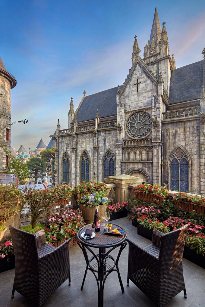 The view to the ancient church at Mecure Da Nang. Photo courtesy of Mercure Danang