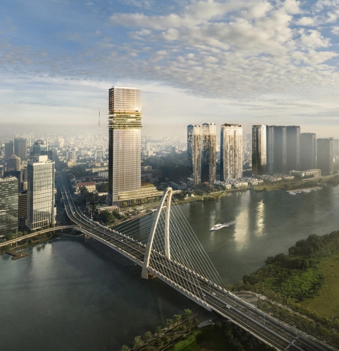 A perspective of Marina Central Tower on the Saigon River. Photo courtesy of Masterise Homes