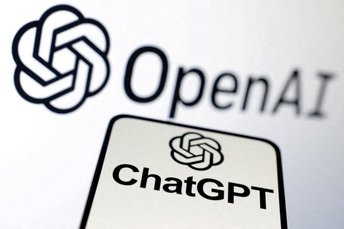 The logos of OpenAI and ChatGPT are displayed on screens. Photo by Reuters