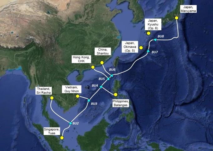 Map of Asia Direct Cable. Photo courtesy of Viettel Solutions