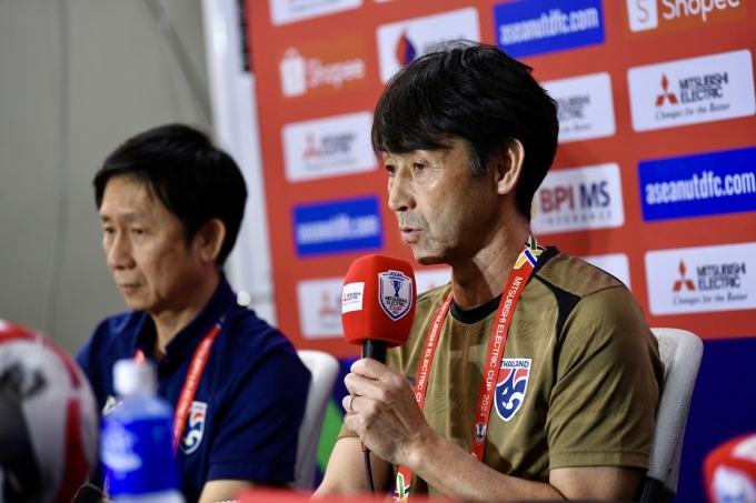 Coach Masatada Ishii during the post-match press conference at Rizal Memorial Stadium, Philippines on Dec. 27, 2024. Photo by FAT