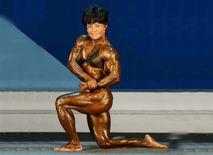 Khanh Lan during a bodybuilding compeition. Photo courtesy of Ton Hoang Khanh Lan