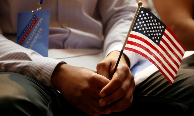 Which country has the highest number of workers with H-1B visas in the US?