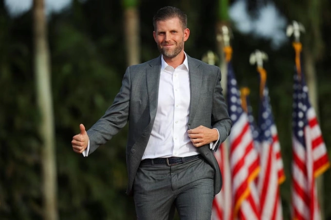 Eric Trump is seen in this file photo at a campaign rally at a golf resort in Doral, Florida, U.S., July 9, 2024. Photo by Reuters
