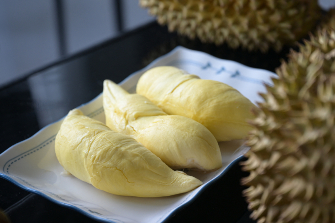 Domestic durian pulps at a durian base in Sanya City, south China's Hainan Province