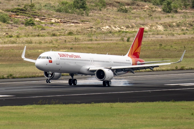 První Airbus Aicraft přistává na mezinárodním letišti Phu Quoc v provincii Giang 11. srpna 2025. Foto s laskavým svolením Sun Phuquoc Airways
