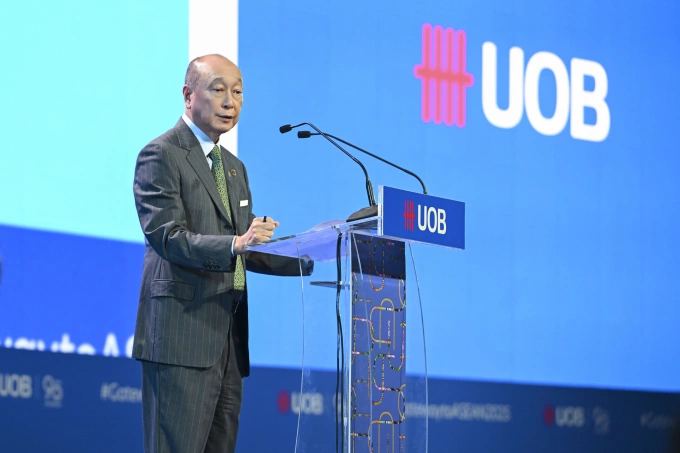 Wee Ee Cheong, Deputy Chairman and Chief Executive Officer of UOB, makes the opening speech at the conference on Oct. 16, 2025. Photo courtesy of UOB