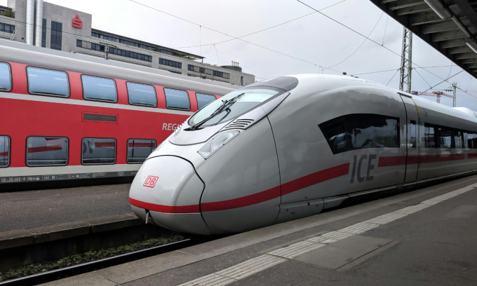 A highspeed train in Germany. Photo by Unsplash/Markus Winkler