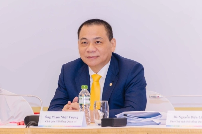 Vingroup chairman Pham Nhat Vuong seen at the companys general meeting in April 2025. Photo courtesy of the company