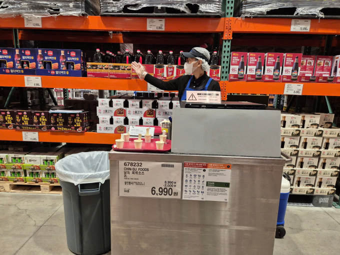 Nam Ngu fish sauce displayed alongside local products at Costco Korea. Photo courtesy of Masan Consumer