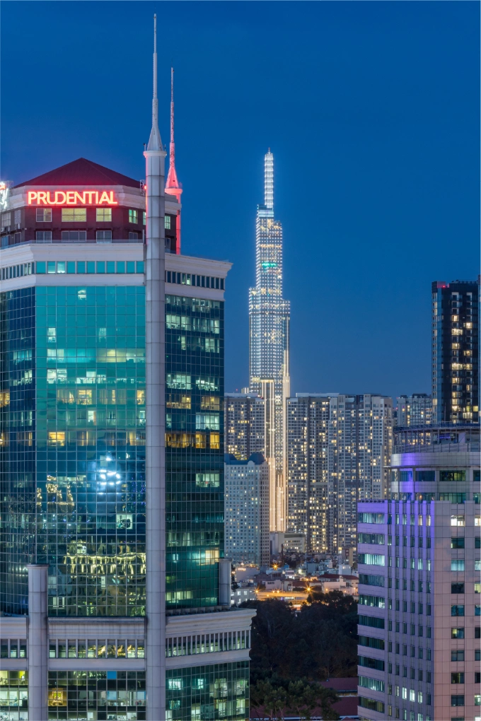 A building with Prudential logo in Ho Chi Minh City, Vietnam. Photo courtesy of Prudential Vietnam