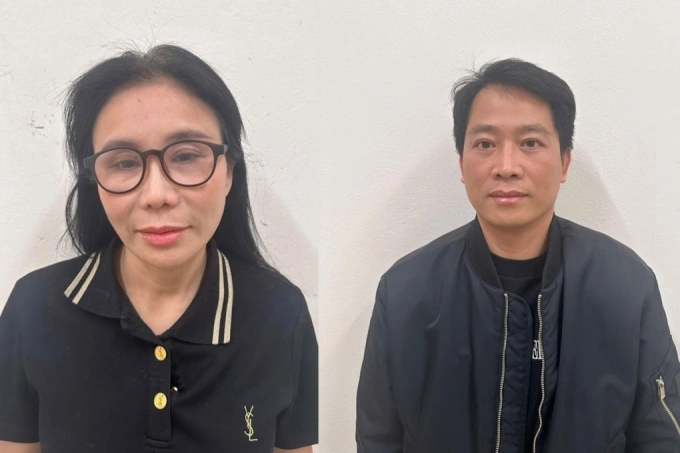 Phan Thi Mai and her husband, Hoang Kim Khanh, owners of the Mailisa Beauty Clinic chain. Photo from the police