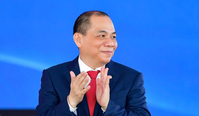 Ông Phạm Nhật Vượng, Chủ tịch Tập đoàn Vingroup, tại lễ khởi công dự án Khu đô thị lấn biển Cần Giờ, ngày 19/4. Ảnh: Thanh Tùng