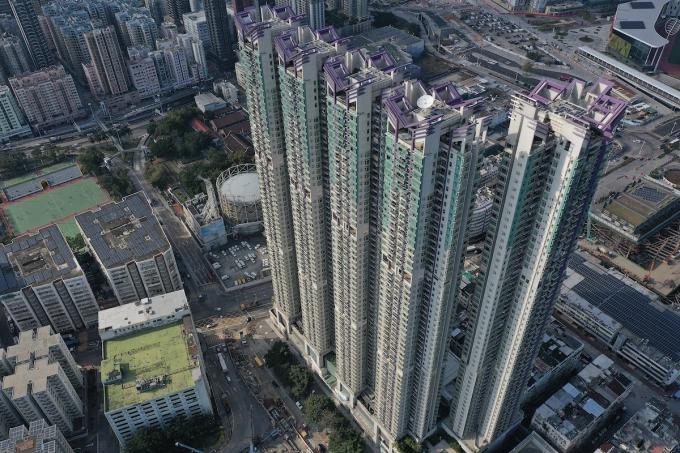 An aerial view of apartment blocks in East Kowloon in Hong Kong on February 24, 2025. Photo by AFP
