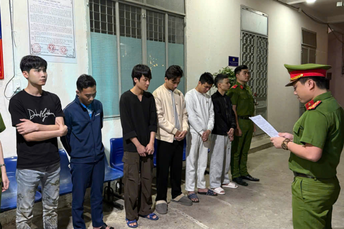 The arrested individuals at the police station. Photo courtesy of the police