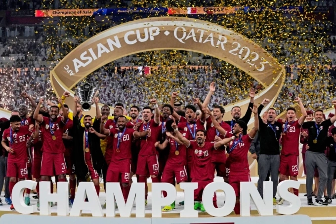 Qatar lift the 2023 Asian Cup title at home. Photo by AP