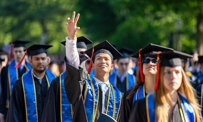 Students at the graduation ceremony of the University of Notre Dame, U.S., in May 2024. Photo courtesy of the university