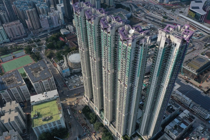 An aerial view of apartment blocks in East Kowloon in Hong Kong on February 24, 2025. Photo by AFP